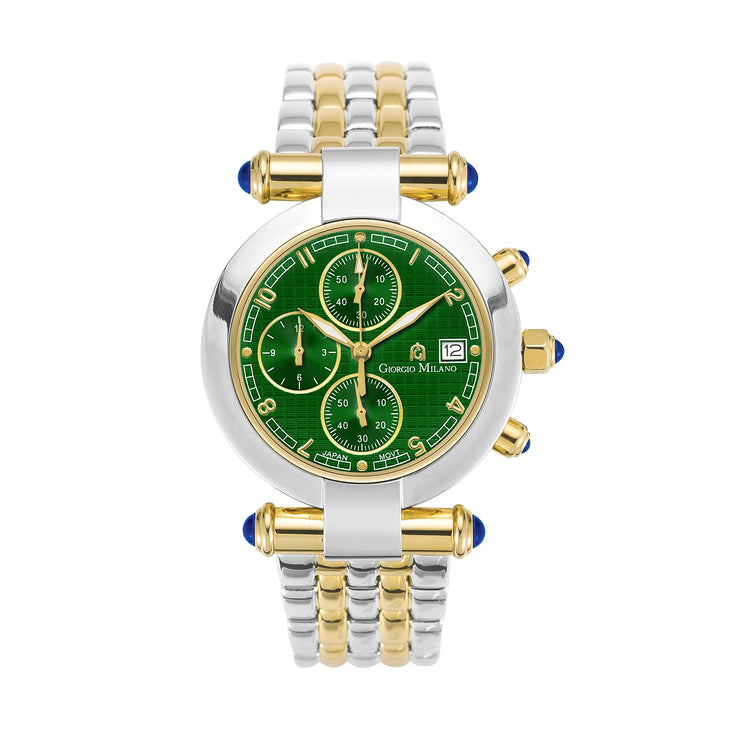 LUCIA-931 (Two Tone/Green) Giorgio Milano Watches silver case gold accents