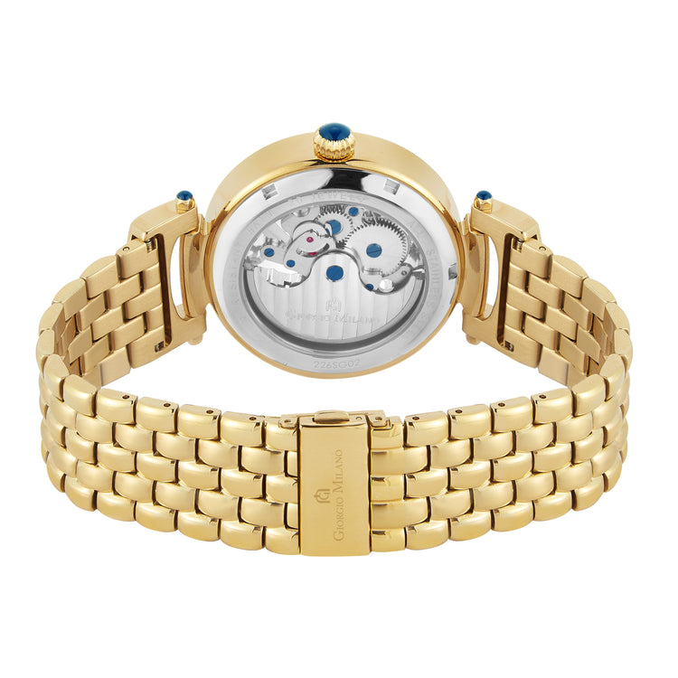 GILDO 226 metal Gold rear view skeleton mens watch