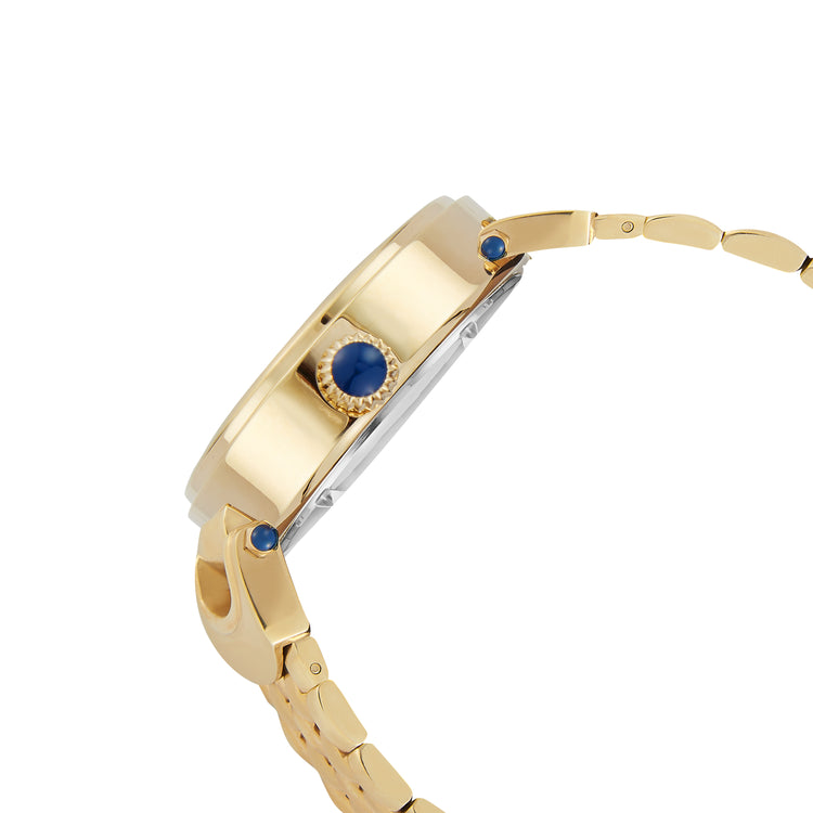 GILDO 226 metal side view gold crown detail blue cabochon