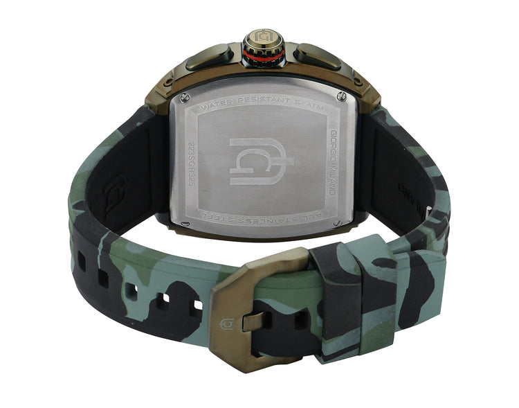 MAESTRO-233 ss rear case view green camo silicon strap olive drab buckle