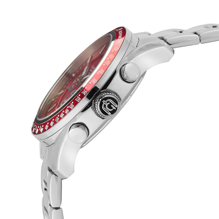 ALDO - 219 elegant crown button detail silver red bezel