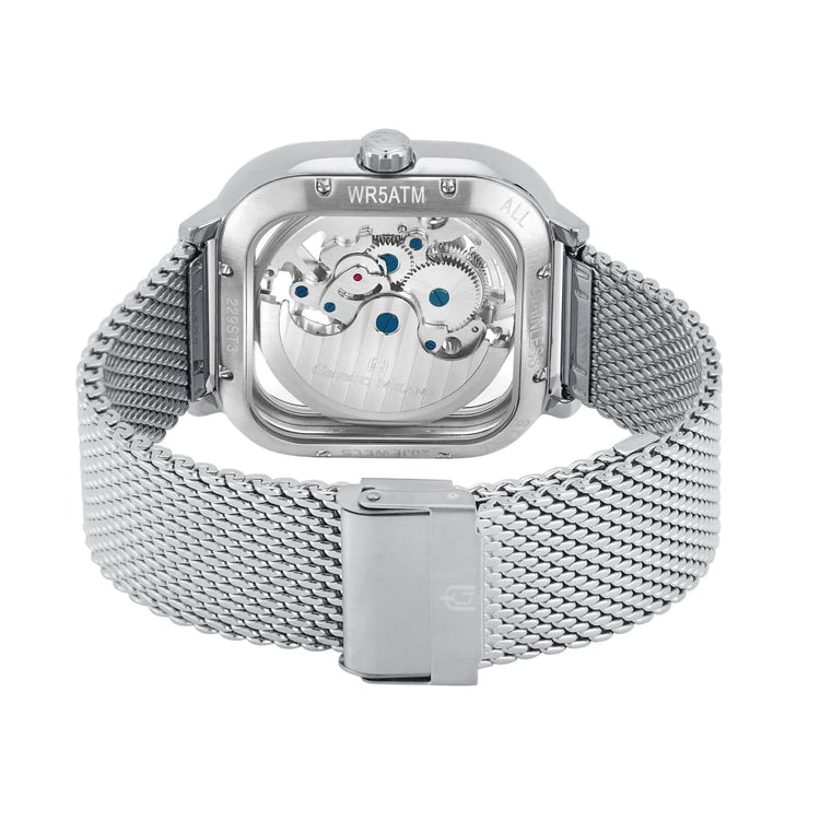 ALFEO - 229 rear view ss square case silver mesh band