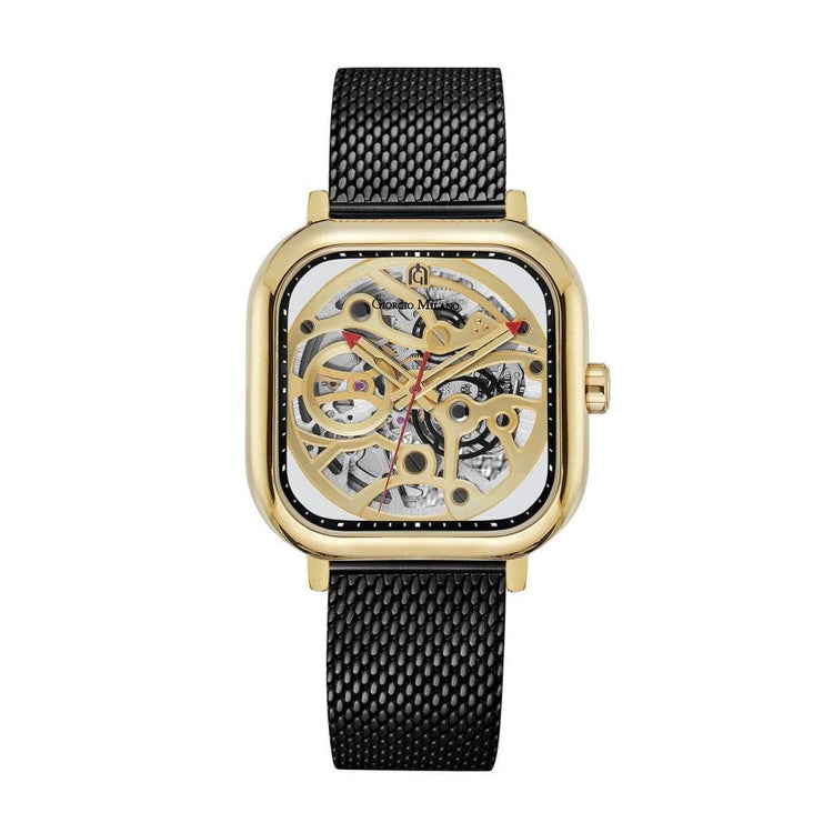 ALFEO (Gold/Black) gold watch square body black mesh band