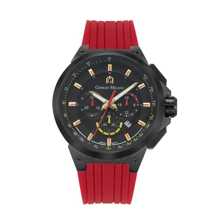 ANTONIO - 225 (BLACK) custom silicon red strap black watch body chronograph