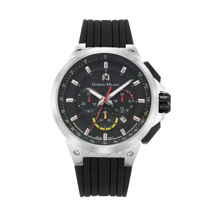 ANTONIO - 225 (SILVER/BLACK) silver watch body black dial and silicon strap