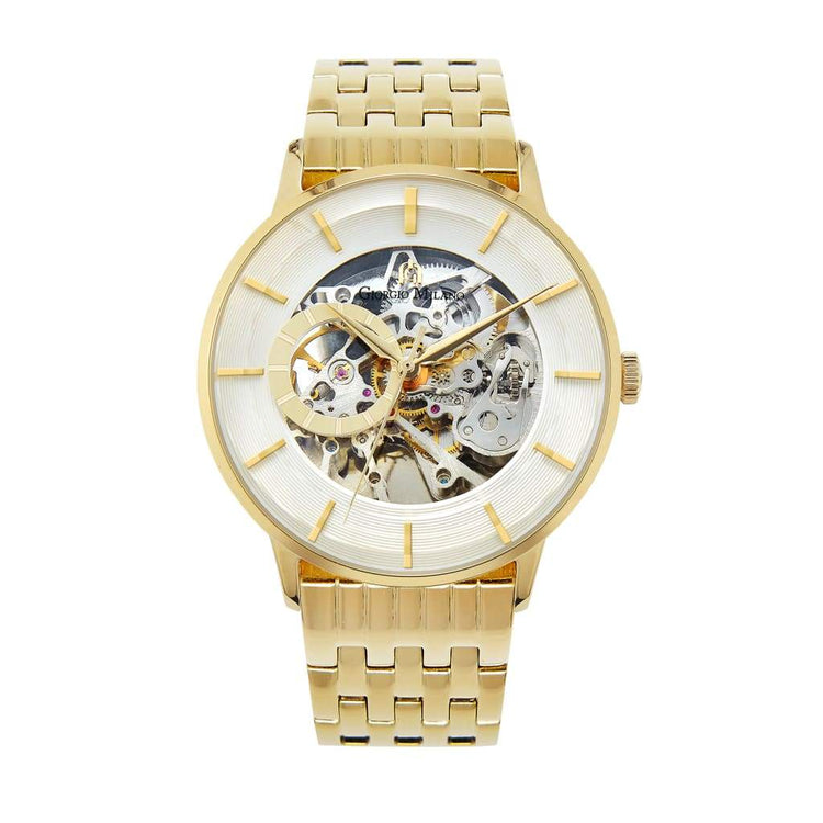 ARTURO (Gold) men's skeleton watch gold w white bezel