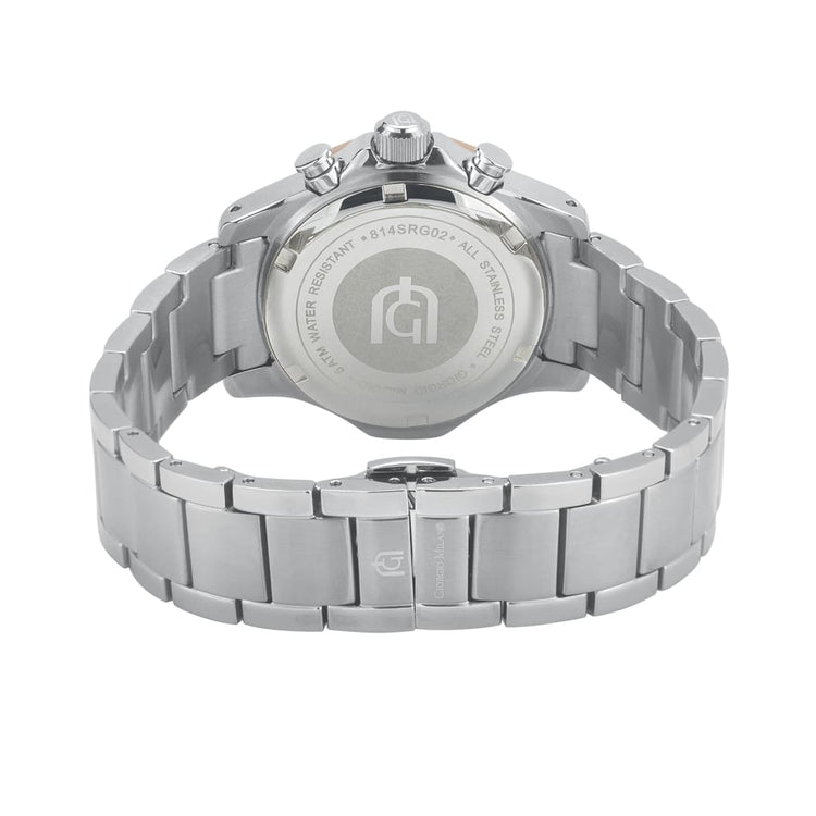 CLARA - 814 rear view ss case silver imprint link bracelet double clasp