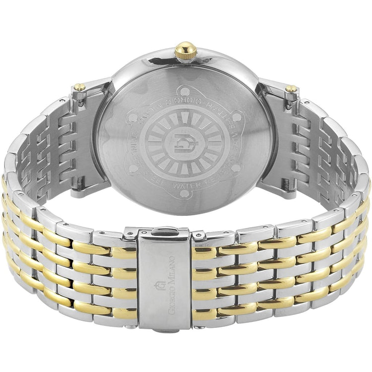 ESPERTO - 851 two tone rear view ss case imprint link band silver safety clasp