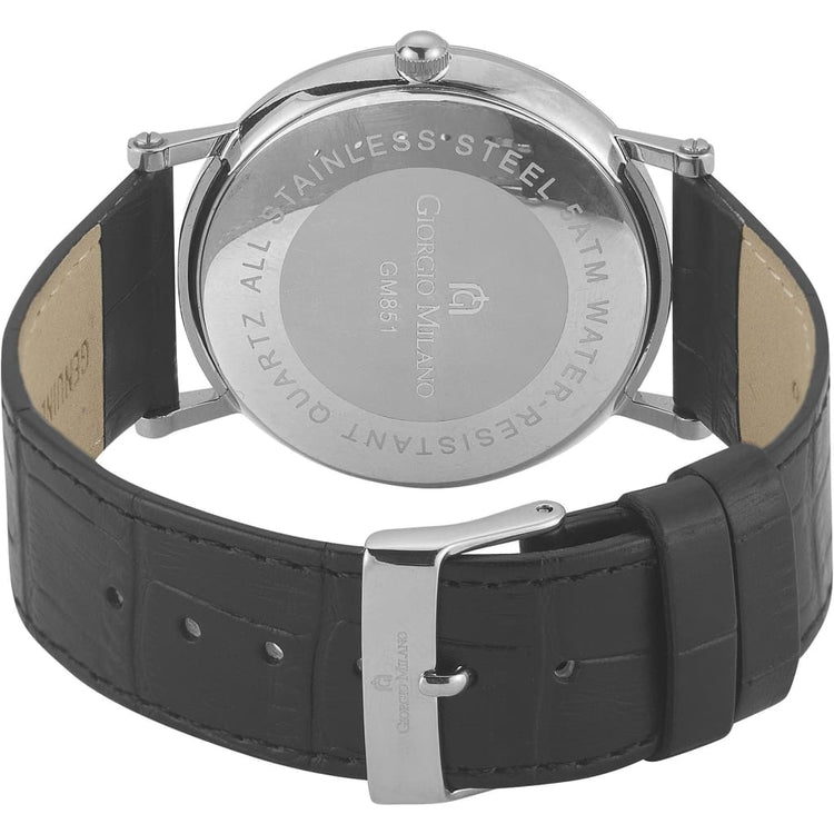 ESPIRITO - 856 rear view ss case imprint black leather band silver buckle