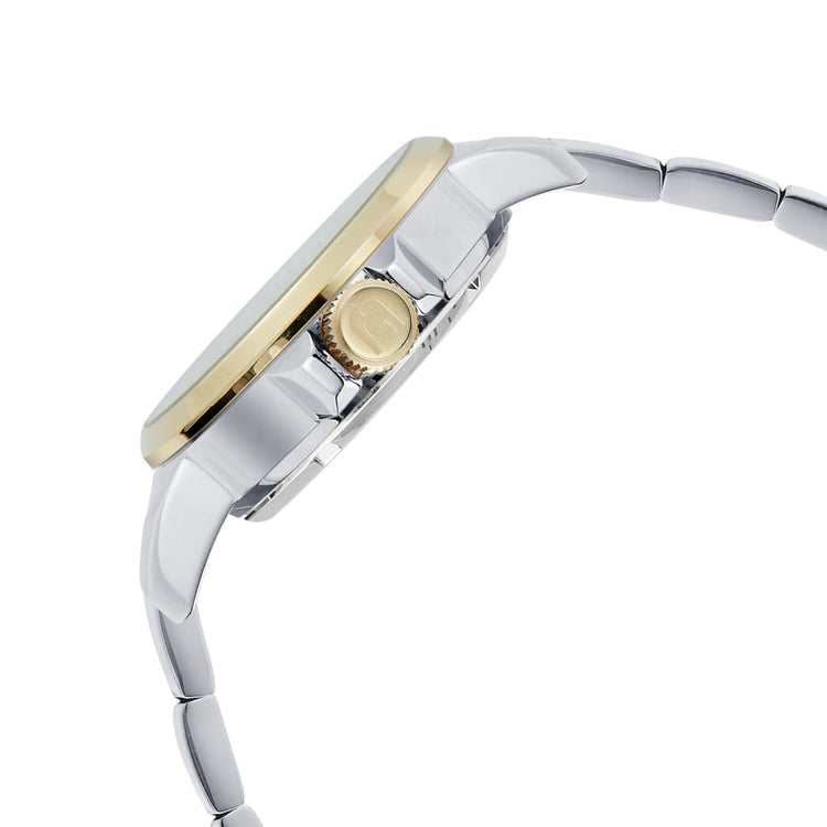 EZIO - 228 two tone mens watch self winding crown button detail