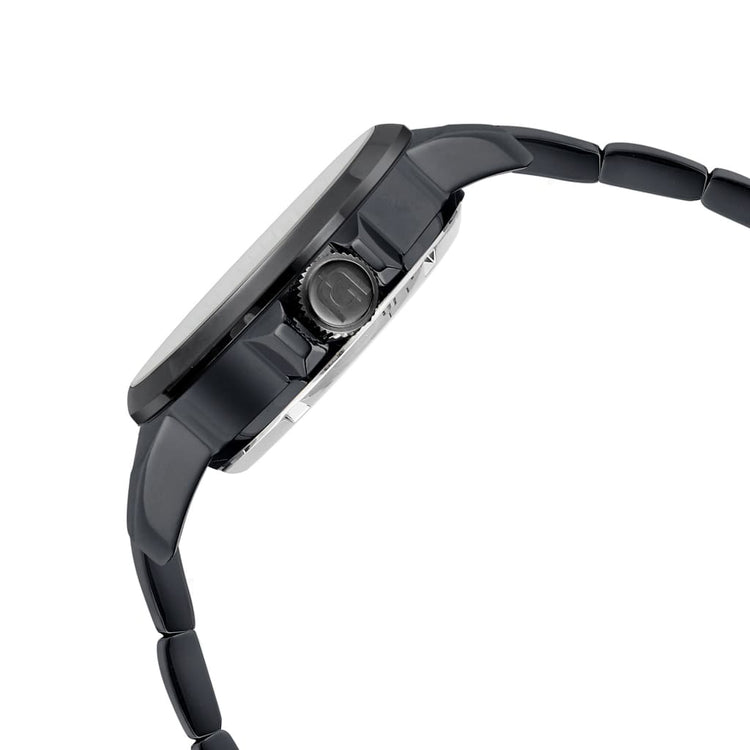 EZIO - 228 black mens watch side view crown button easy to adjust