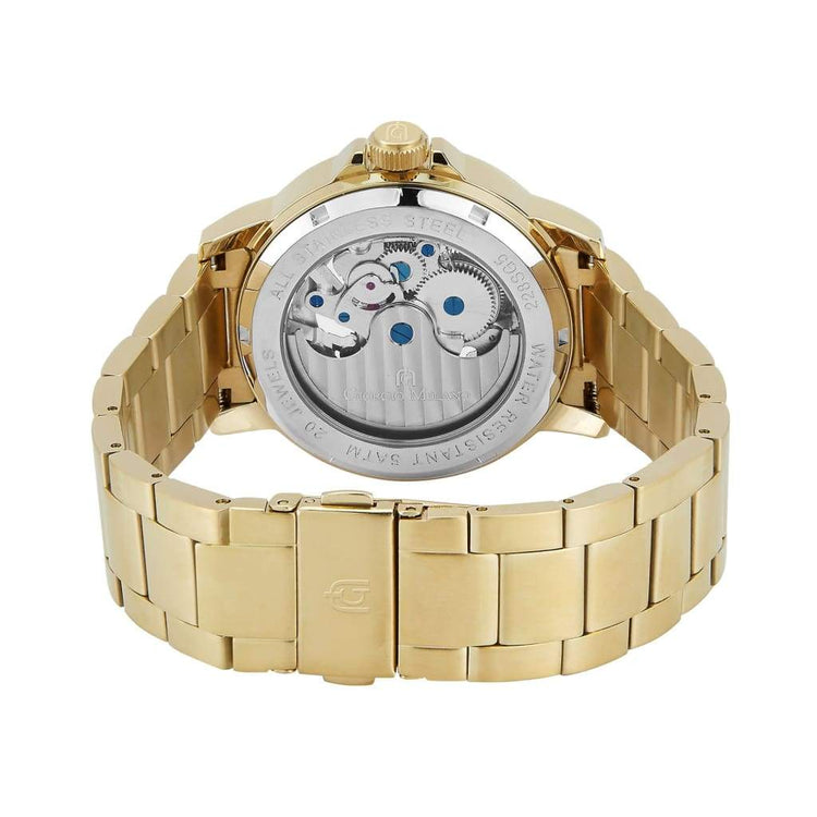 EZIO - 228 rear window view self winding 21 jewel skeleton watch gold