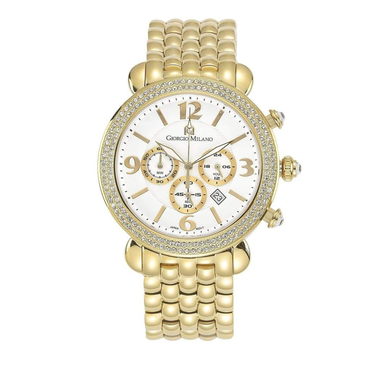 GIONA - 944 (Gold) analog dial womens chronograph swarovski crystal double row bezel
