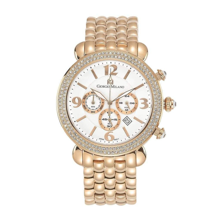 GIONA (Rose Gold) chronograph double row swarovski crystals