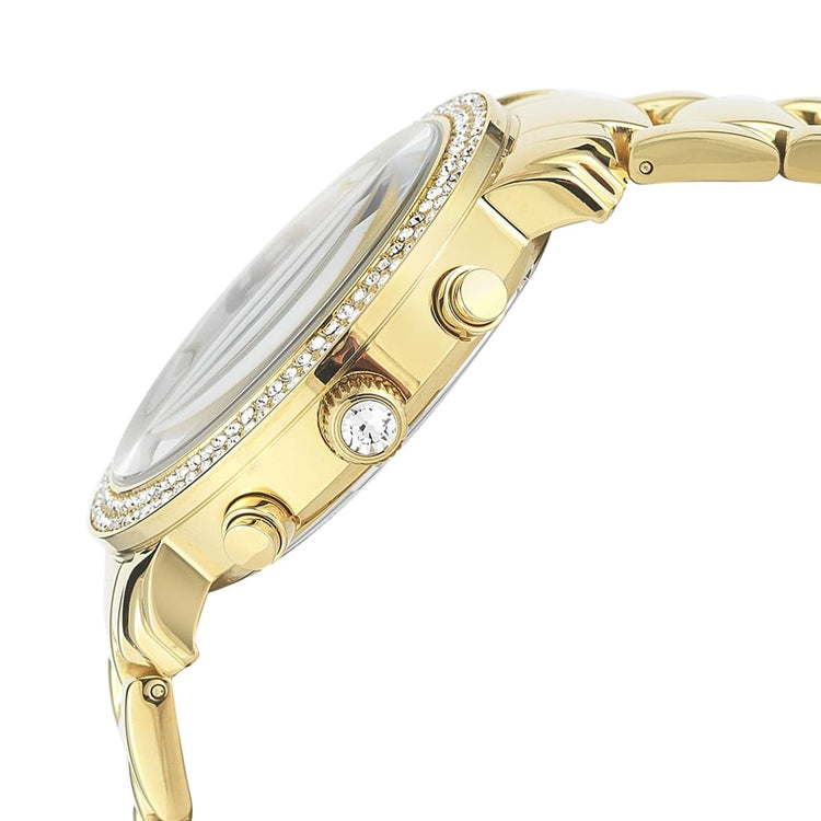 GIORGIA - 766 gold womens watch side view crown button detail swarovski crystals