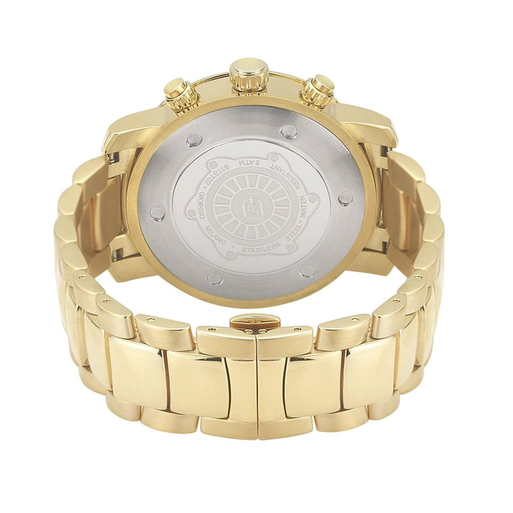 GIOVANNA - 911 rear view ss case imprint gold link bracelet