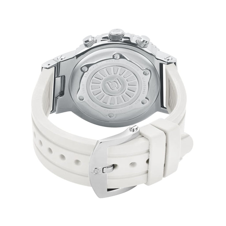 LEONARDO-884 rear view ss case unidirectional diver bezel white silicon band