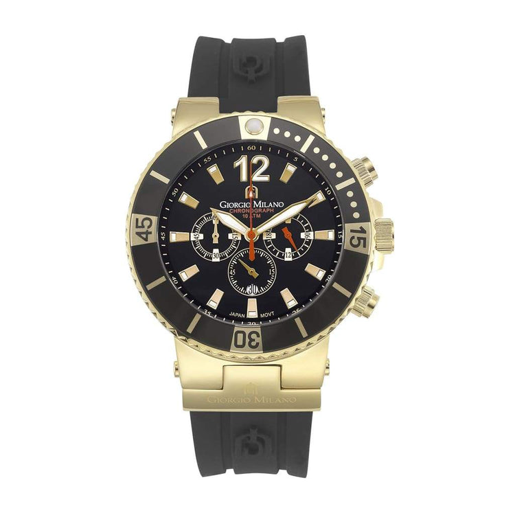 LEONARDO-884 (Gold) black custom silicon strap and dial diving timer bezel gold case