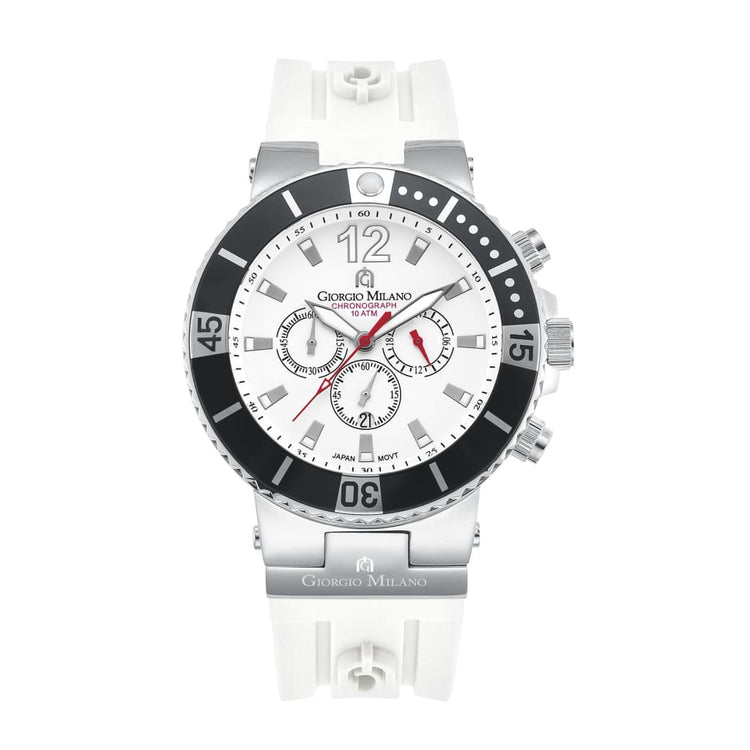 LEONARDO-884 (Silver/White) black bezel diver watch chronograph dial
