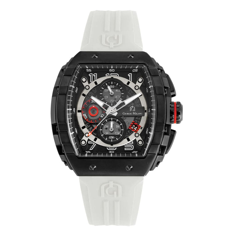 MAESTRO-233 (Black/White) black case white silicon strap and accents chronograph