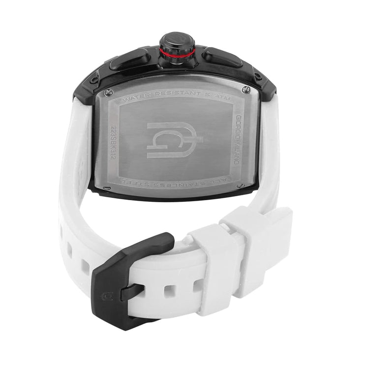 MAESTRO-233 rear view ss case logo imprint white band black buckle