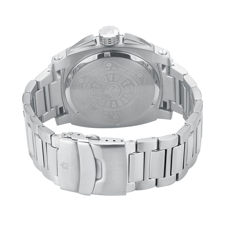 MASSIMO - 850 rear view ss case self winding imprint silver band safety clasp