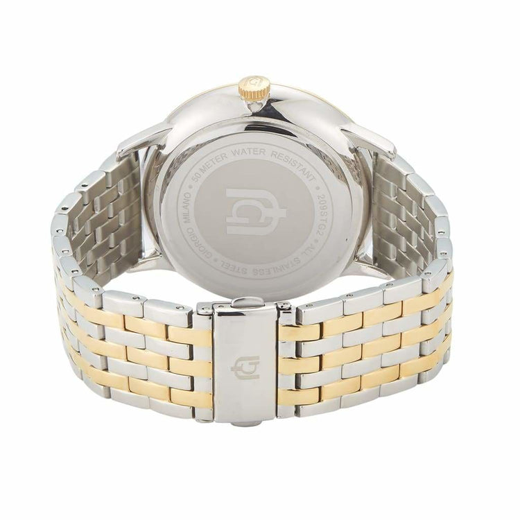 MAURO - 209 rear view ss case 2 tone link bracelet silver safety closure