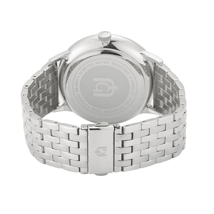 MAURO - 209 rear view ss case silver link band safety clasp imprint