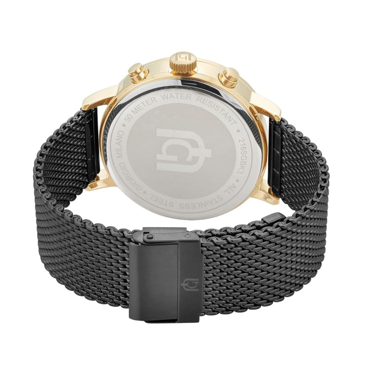 NOE - 216 rear view ss case imprint black mesh band gold case