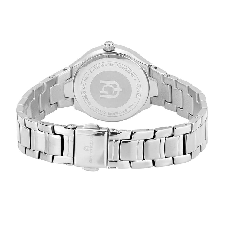 OLIVIA - 842 rear view ss case silver imprint link bracelet safety closure