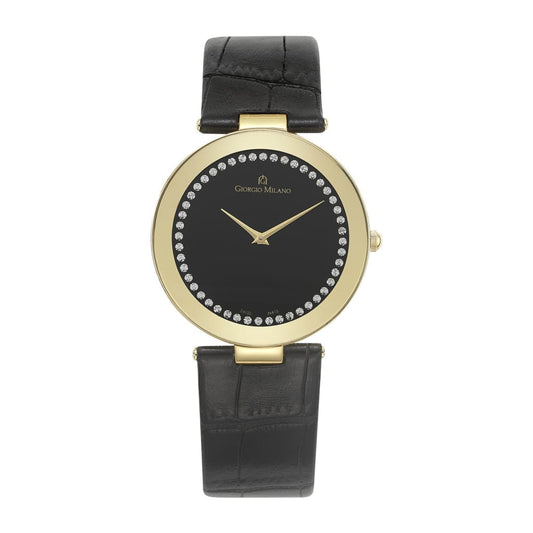 PALMIRO - 724 (Gold/Black) 2 hand simple movement encircled by swarovski crystals Giorgio Milano Watches