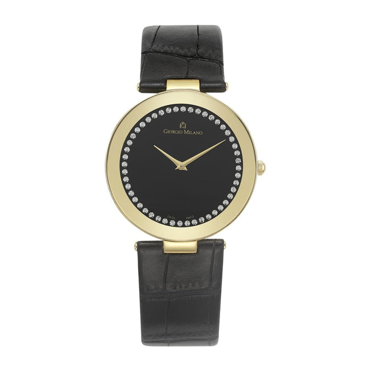 PALMIRO - 724 (Gold/Black) 2 hand simple movement encircled by swarovski crystals Giorgio Milano Watches