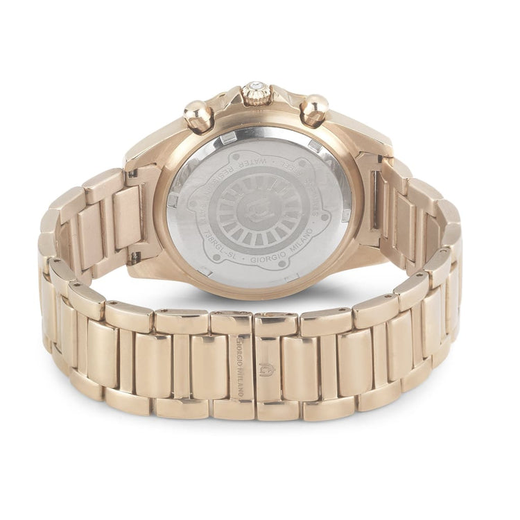 PAULINA-738 rear view ss case rose gold w rose gold link bracelet double safety clasp