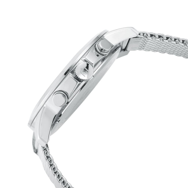 SANTE - 224 side view silver ridged crown button detail