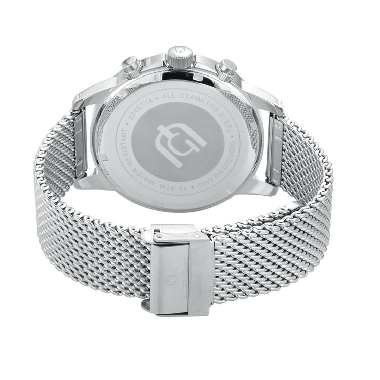 SANTE - 224 rear view ss case imprint mesh bracelet fold over clasp