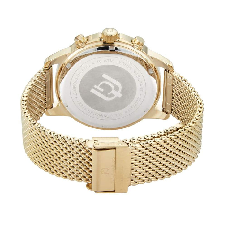 SANTE - 224 rear view ss case imprint gold mesh band gold foldover clasp