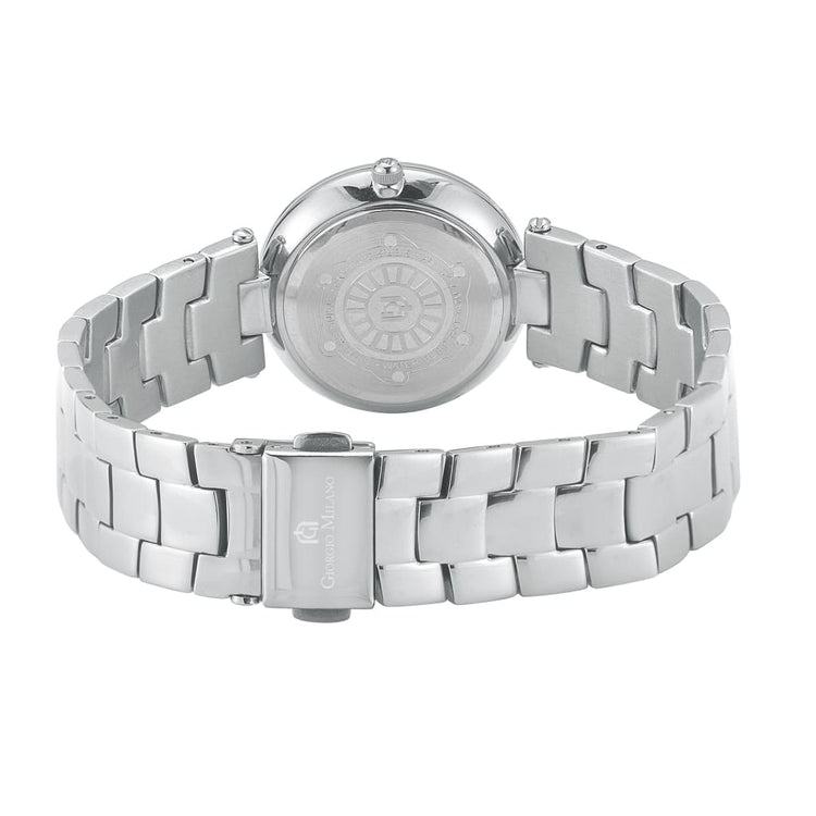 ZINA -732 rear view ss case imprint silver link bracelet fold over clasp