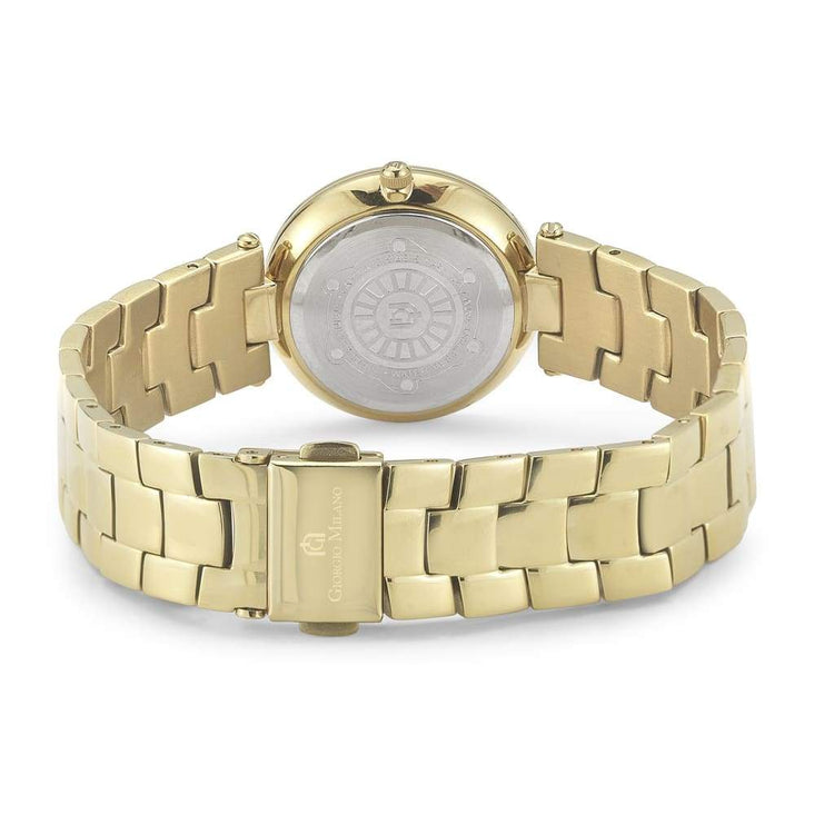 ZINA - 732 rear view ss case Gold link bracelet fold over safety clasp