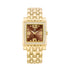 Gold women Watch with brown dial on a white background