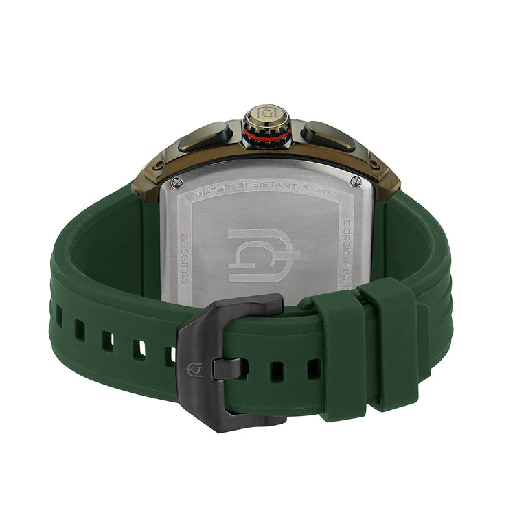 Watch with green strap and metallic green case 