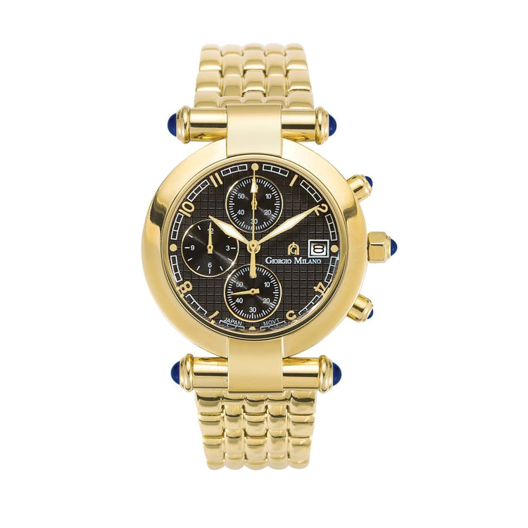 LUCIA-931 (Gold/Black) analog face black w gold accents easy to read chronograph womens watch