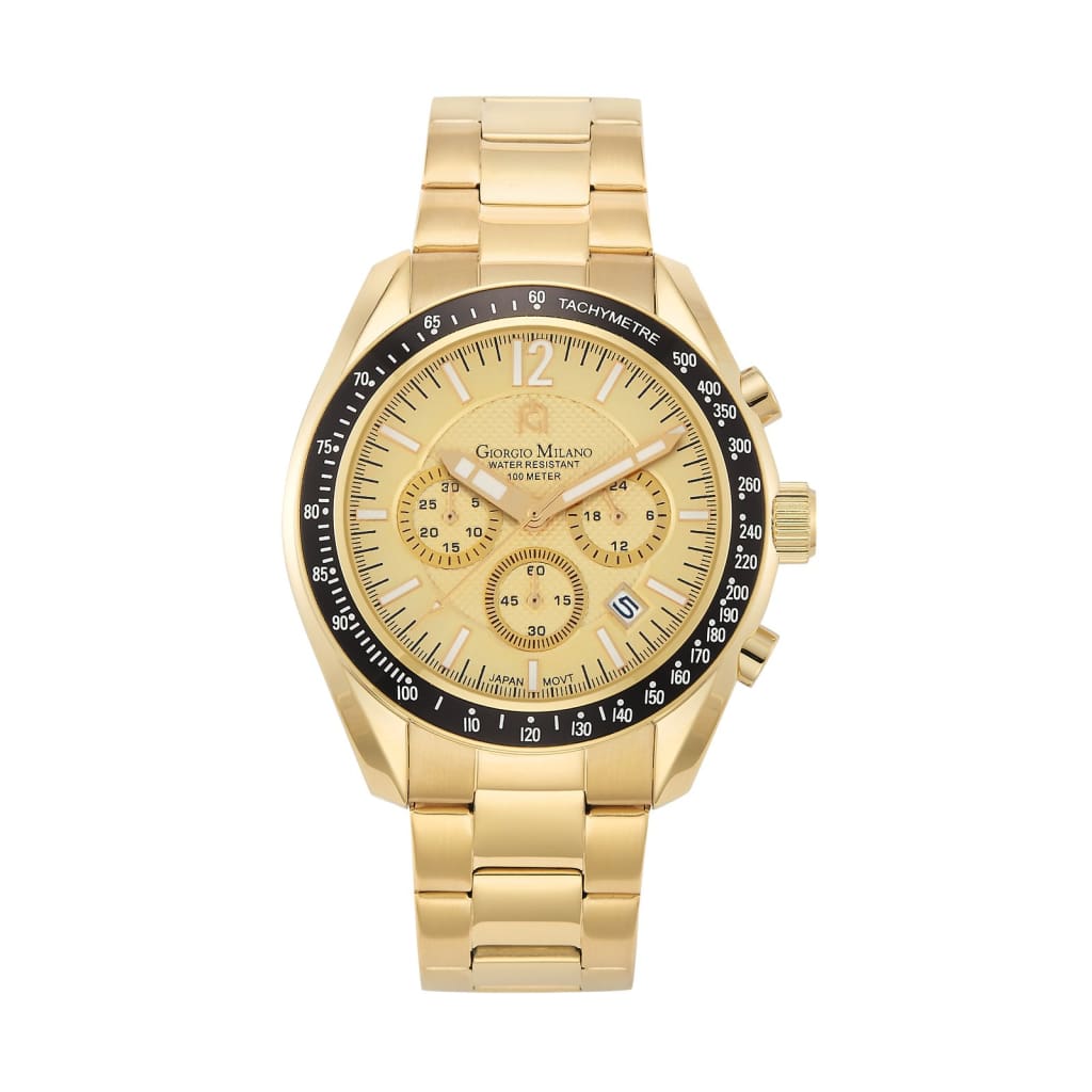 ALDO - 219 (Gold) gold on gold w black bezel mens watch