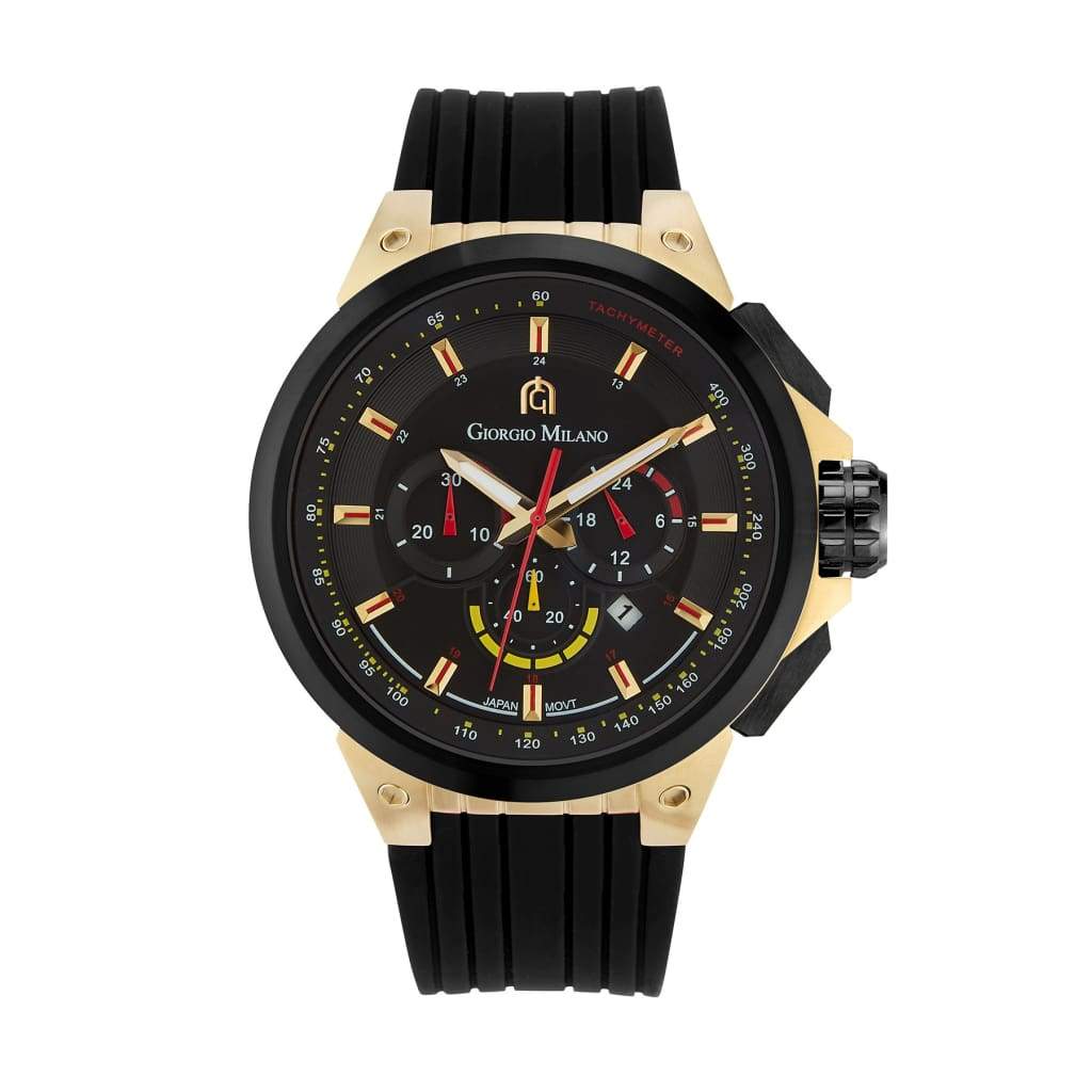 ANTONIO - 225 (Black/Gold) black dial and silicon strap gold case and accents