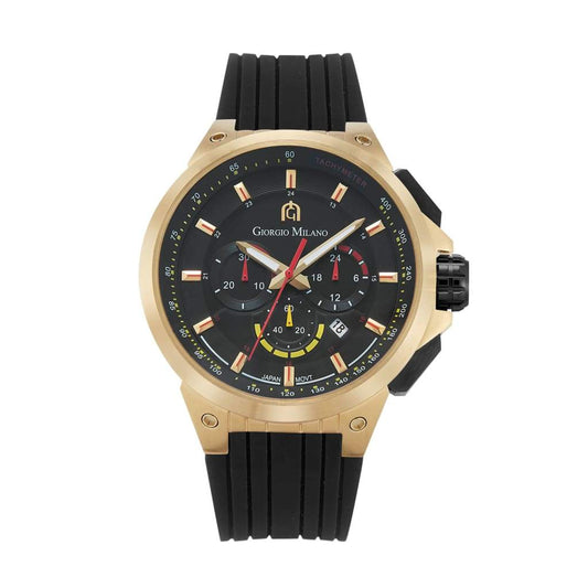 ANTONIO - 225 (Gold/Black) Giorgio Milano Watches black silicon strap and dial gold case and accents