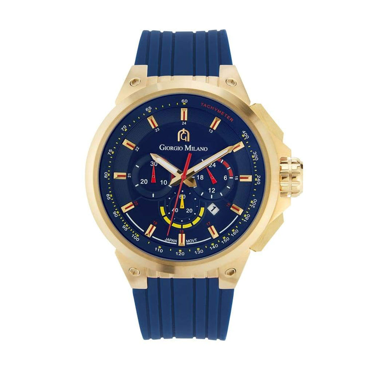 ANTONIO - 225 (Gold/Blue) gold mens watch case blue dial and silicon strap date window