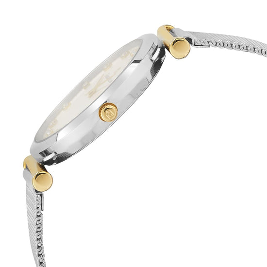 CAMILLA - 212 Women’s Watch silver case and mesh bracelet w gold crown button detail