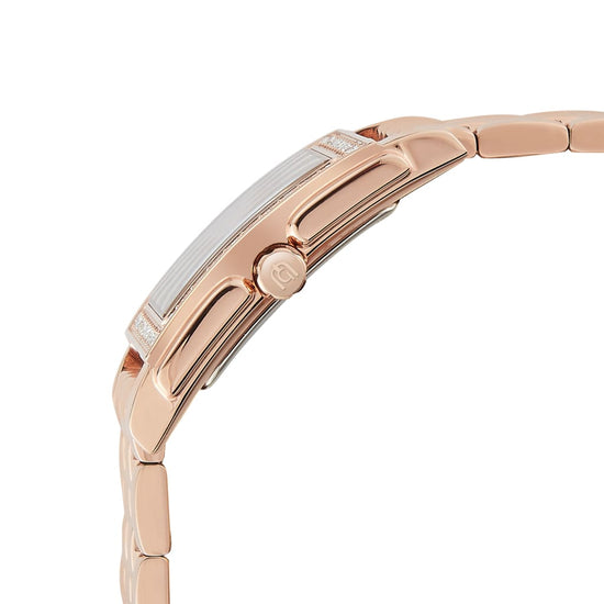 CARINA rose gold ladies watch side view crown button