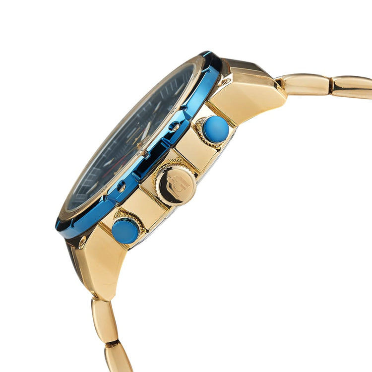DANILO-206 gold watch body blue accents crown detail