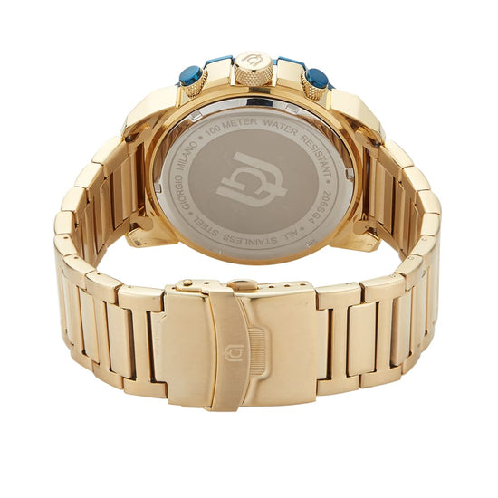 DANILO-206 gold mens watch rear view ss case safety clasp