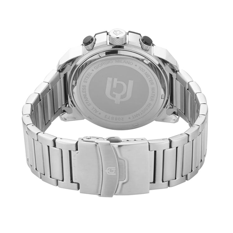 DANILO-206 rear view ss case imprint silver band safety closure mens watch